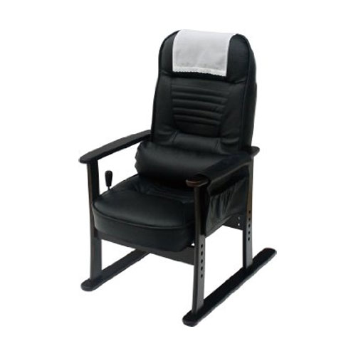 肘付き高座椅子 ブラックレザー83-885