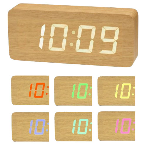 ウッド7色LEDクロック AC-5664-NT