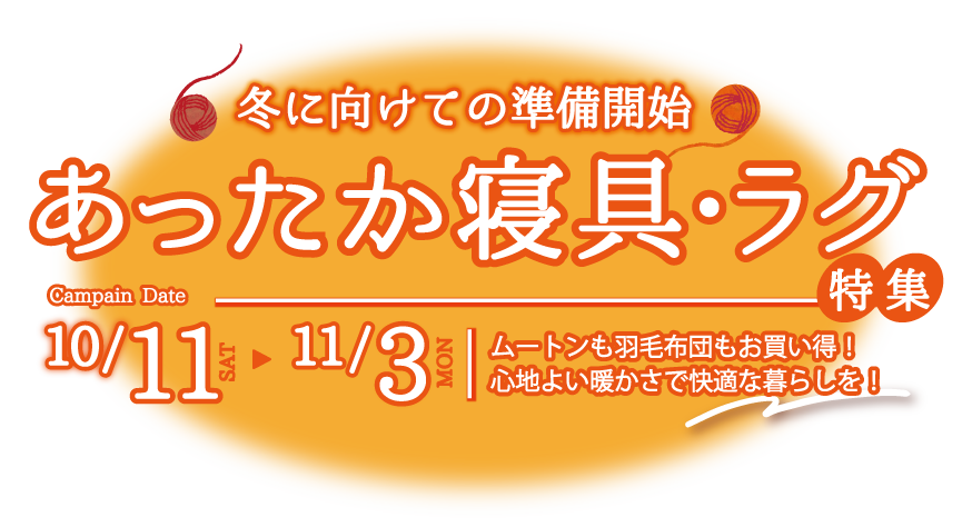 冬に向けての準備開始あったか寝具・ラグ